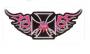 Etichetta in stoffa ricamata Pink Iron Cross patch 12.25x5