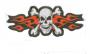 Etichetta in stoffa ricamata Skull red flames 12X5