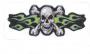 Etichetta in stoffa ricamata Green Flame Skull Mini Patch