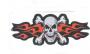 Etichetta in stoffa ricamata Red Flame Skull Mini Patch