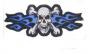 Etichetta in stoffa ricamata Blue Flame Skull Mini Patch