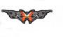 Etichetta in stoffa ricamata ORANGE BUTTERFLY MINI 6 X 5