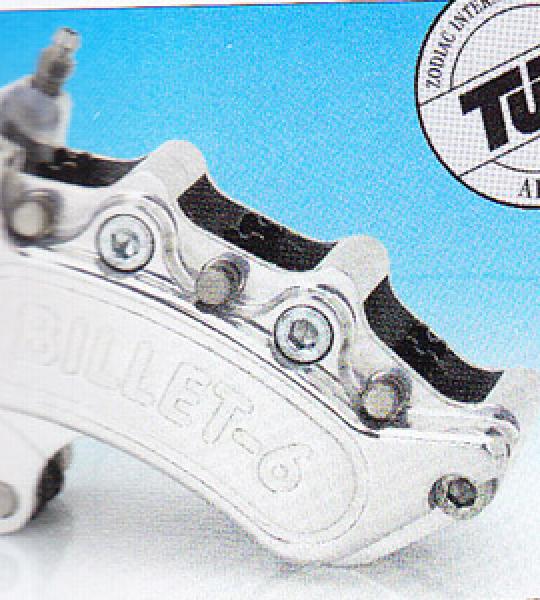 Set pinza anteriore sinistra nera Mini 6 a 6 pistoni per Harley modelli dal 1984 al 1999 con disco di serie da 11 1/2