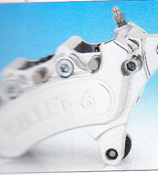 Pinza anteriore lucidata Mini 6 a 6 pistoni per Harley FLSTS Springer 1997-2003, FLSTSC Springer 2005-2007 e FLSTSB dal 2008 ad oggi con disco sinistro da 11 1/2