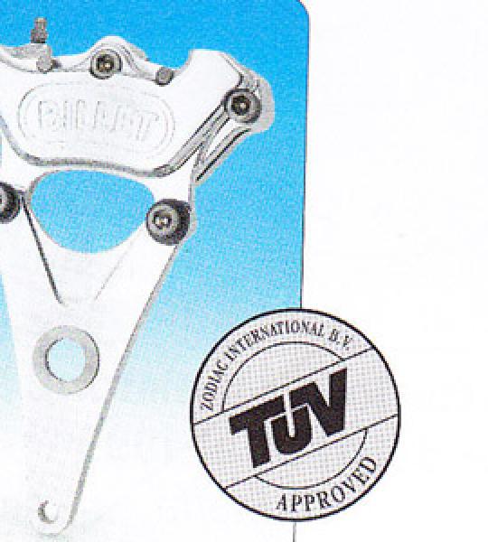 Pinza posteriore lucidata con staffa a 4 pistoni per Harley  telai Big Twin 4 marce 1976-1984 con disco da 10