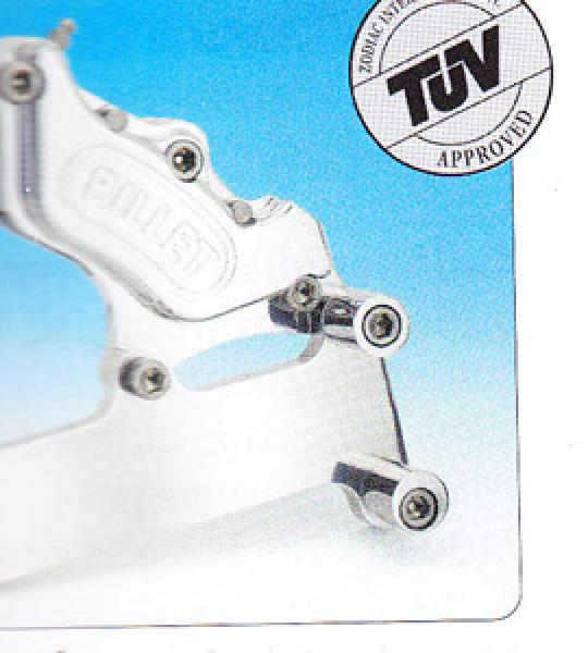 Solo staffa per pinza posteriore lucidata a 4 pistoni per Harley FLH e FLT 1984-1999 con dico di serie da 11 1/2