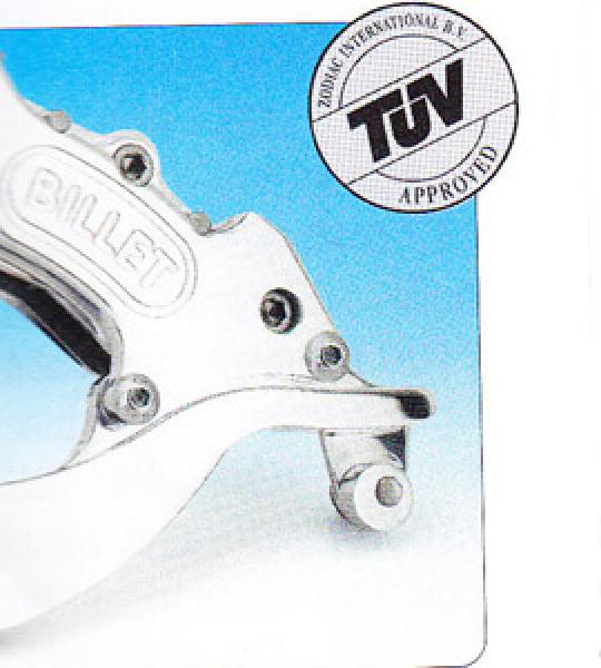 Pinza posteriore nera con staffa a 4 pistoni per Harley FLH e FLT 2002-2007 con disco di serie da 11 1/2