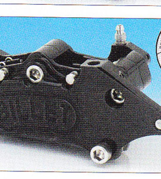 Pinza freno anteriore nera a 4 pistoni per Harley FL 1976-1983 con disco singolo da 10