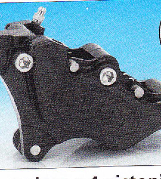 Set pinza anteriore destra e sinistra nera a 4 pistoni per Harley modelli dal 1984 al 1999 con disco di serie da 11 1/2