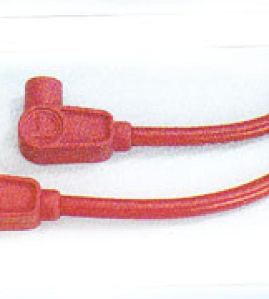 Kit cavi candele universali pro wire 8mm con nucleo metallico per accensioni a puntine o magneto 90° colore rosso