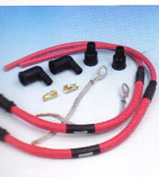 Kit cavi per candele rossi Hot Wire nology per uso con bobine Super coil e ad alta energia per Harley Davidson Softail e Dyna Evolution